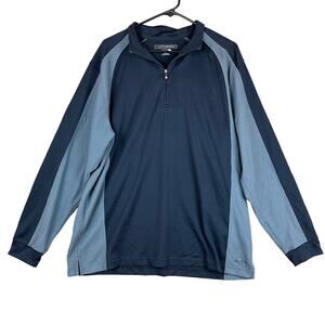 Greg Norman Mens Jacket Black Gray Golf 1/4 Zip Pullover Colorblock Large